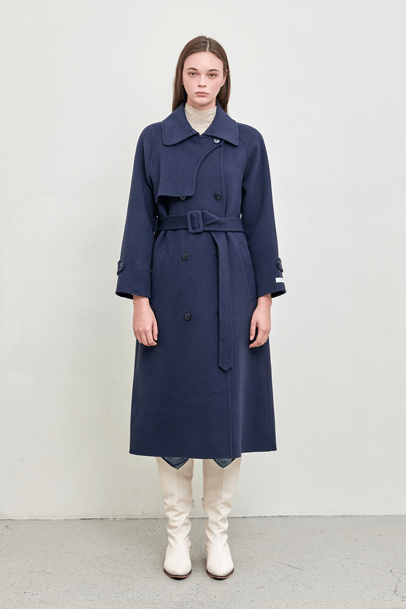 Karen handmade wool trench coat_navy [카렌 트렌치 코트 21FW]