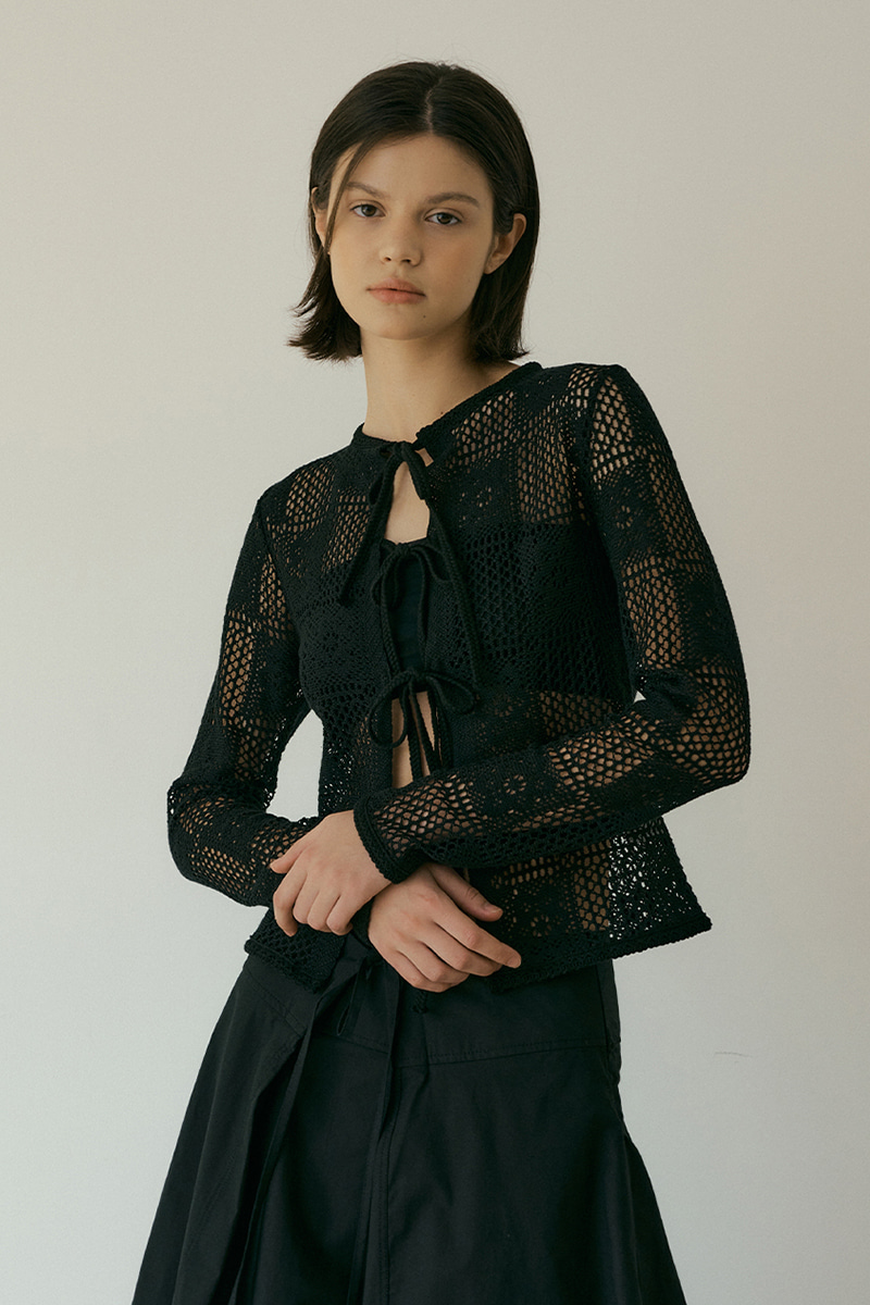Cotton crochet cardigan (black)