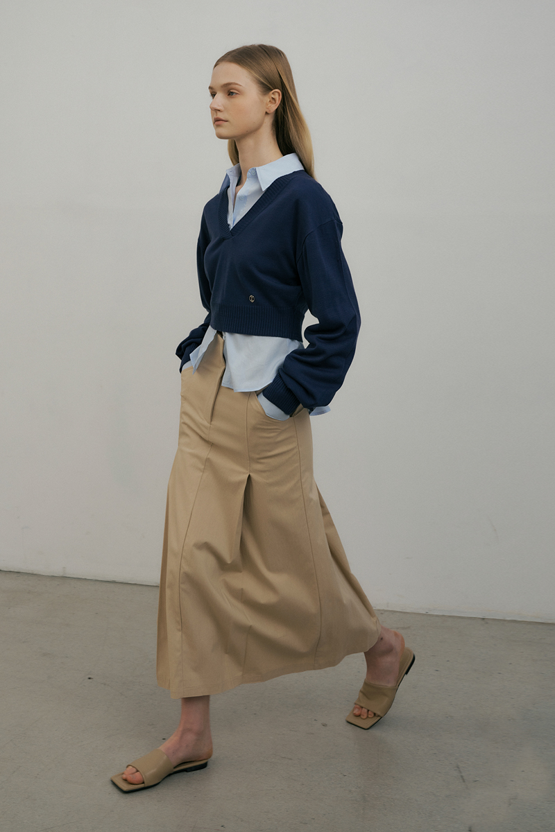 [2차 재입고]Pleats Long skirt (beige)
