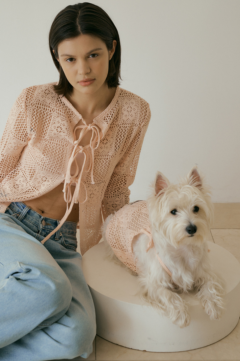 Dogi Cotton crochet t-shirt (pink)