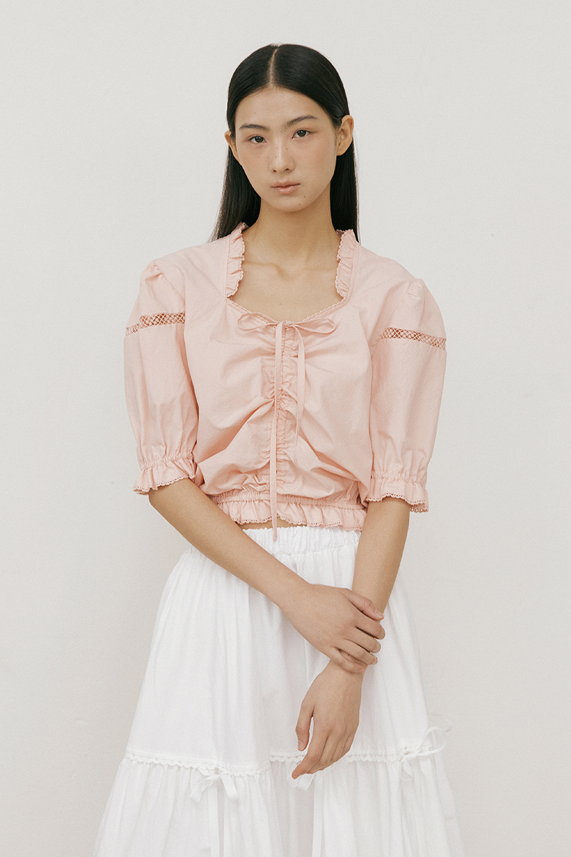 Frill Lace Blouse (pink)